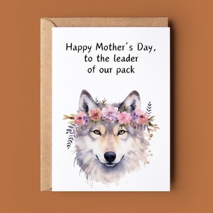 Carte de fête des mères heureuse - carte de fête des mères drôle - carte pour maman - jolie carte de jeu de mots de loup - carte de voeux de loup faite main - carte d'amant de loup