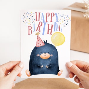 Maulwurf Happy Birthday Karte – Süße Maulwurf Grußkarte – Kinder Geburtstagskarte – Maulwurf Liebhaber Karte – Karte Für Ihn – Karte Für Sie – Geschenk