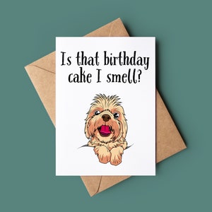 Carte de joyeux anniversaire - carte d'anniversaire de chien drôle - carte de voeux de chien gourmand - carte de chien personnalisée - carte d'anniversaire d'amoureux des animaux - carte de chien