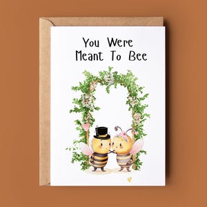 Schattig huwelijk gefeliciteerd kaart - bedoeld voor Bee wenskaart - grappige bij woordspeling bruiloft kaart - gefeliciteerd kaart voor de heer en mevrouw - zijn en haar wo