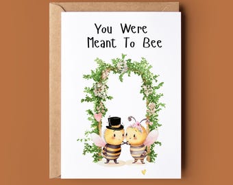 Jolie carte de félicitations pour mariage - carte de voeux destinée aux abeilles - carte de mariage drôle de jeu de mots - carte de félicitations pour Mr et Mme - lui et son mari