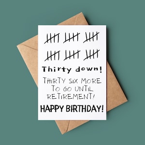 Carte d'anniversaire compte à rebours de retraite grossière - carte d'anniversaire blague - carte d'anniversaire coquine - carte de voeux grossière - carte 30e anniversaire