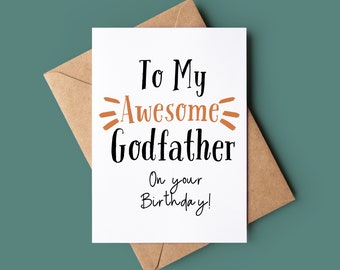 Awesome Godfather Birthday Card - Greetings Card For Godfather - Godfather Happy Birthday Card - Card For Godfather