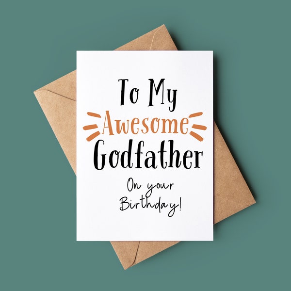 Awesome Godfather Birthday Card - Greetings Card For Godfather - Godfather Happy Birthday Card - Card For Godfather