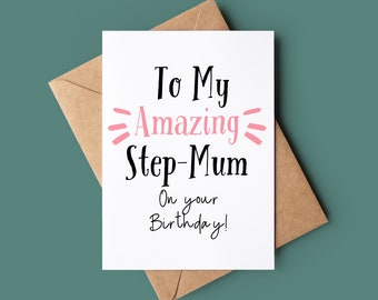 Fabulous Step-Mum Birthday Card - Greetings Card For Stepmom - Step-mother Happy Birthday Card - Card For Stepmother - Step Parent Bday Card