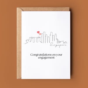Happy Engagement Singapore-kaart - verlovingskaart - Gefeliciteerdkaart - gepersonaliseerde kaart - aangepaste verlovingskaart - City Skyline-kaart