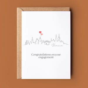 Happy Engagement Venice Card - Carte de fiançailles - Carte de félicitations - Carte personnalisée - Carte de fiançailles personnalisée - Carte des toits de la ville