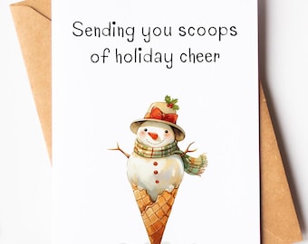 Cute Snowman Christmas Card - Funny Winter Card -  Watercolour Greeting Card - Card For Him - Card For Her - Joke Snowman Pun Card