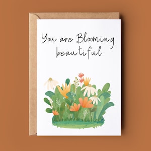 Blühende schöne Karte - Florale Geburtstagskarte - Jubiläums-Gruß-Karte - Aquarell-Happy Birthday-Karte - Blumen-Wortspiel-Karte