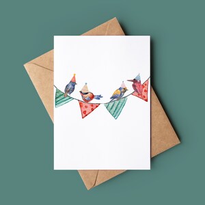 Vier verjaardag vogels kaart - leuke gelukkige verjaardagskaart - aquarel vogels wenskaart - dierenvriend kaart - kaart voor vogelliefhebber