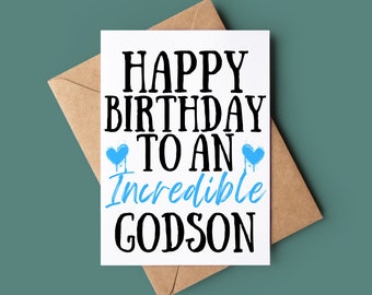 Awesome Godson Birthday Card - Greetings Card For Godson - Godson Happy Birthday Card - Card For Incredible Godson