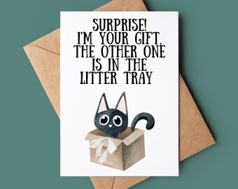 Funny Cat Happy Birthday Card - Rude Cat Birthday Card - Cat Greetings Card - Customised Birthday Card - Animal Lover Im Your Present Card
