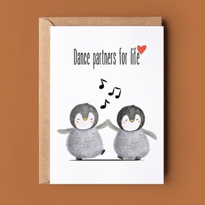 Tanzendes Pinguin-Paar Jahrestags-Karte - Grußkarte angepasst Jahrestag - Pinguin-Valentinsgruß-Karte - niedliche Pinguin-Jahrestags-Karte