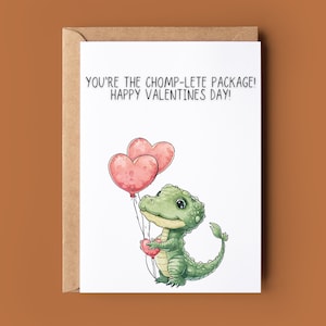 Happy Valentine's Day Card - Krokodilkaart - Romantische Valentijnsdagkaart - Schattige Krokodil Valentijnskaart - Kaart voor Valentijnsdag - Kaart voor haar