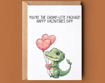 Happy Valentine's Day Card - Crocodile Card - Romantic Valentines Card - Cute Crocodile Valentine Card - Card For Valentines - Card For Her