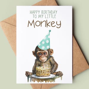 Cartão de feliz aniversário - Cartão de aniversário de macaco engraçado personalizado - Cartão de felicitações de macaco atrevido fofo - Cartão de aniversário personalizado - Amante de animais