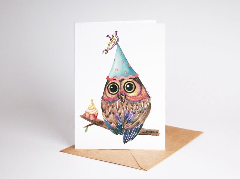 Owl Happy Birthday Card - Funny Birthday Card - Cute Owl Greetings Card ...