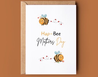 Happy Mothers Day Card - Funny Mothers Day Card - Card for Mum - Cute Bee Pun Card - Watercolour Greeting Card - Bee Lover Card