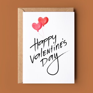 Tarjeta feliz del día de San Valentín - Globo de San Valentín - Tarjeta romántica de San Valentín - Tarjeta linda de San Valentín - Tarjeta para San Valentín - Tarjeta para ella y él