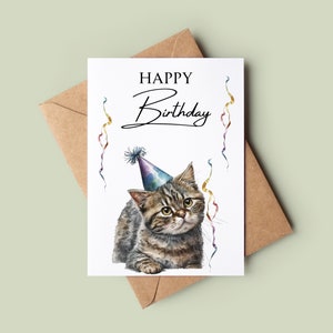 Cute Happy Birthday Cat Card - Cute Cat Birthday Card - Cat Greetings Card - Customised Bday Card - Animal Lover Card - Cat Lover Card