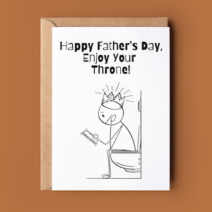 Carte drôle de fête des pères pour papa - carte de toilette grossier roi du trône - carte de voeux blague - cadeau de fête des pères - carte beau-père - carte pleine d'esprit