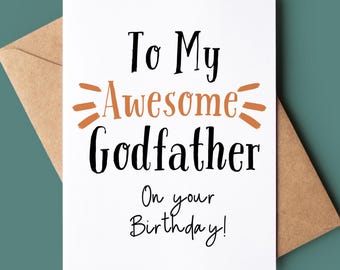 Awesome Godfather Birthday Card - Greetings Card For Godfather - Godfather Happy Birthday Card - Card For Godfather