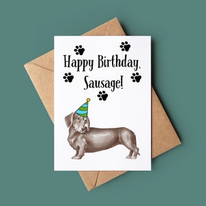 Alles Gute zum Geburtstag Karte - Lustige Hunde Geburtstagskarte - Wurst Hund Grußkarte - Personalisierte Geburtstagskarte - Niedliche Geburtstagskarte - Tierliebhaber