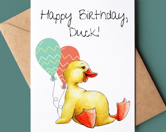Tarjeta de feliz cumpleaños con forma de pato - Tarjeta divertida de cumpleaños con forma de pato - Tarjeta de felicitación con forma de pato - Tarjeta de cumpleaños personalizada - Tarjeta de cumpleaños bonita para amantes de los animales