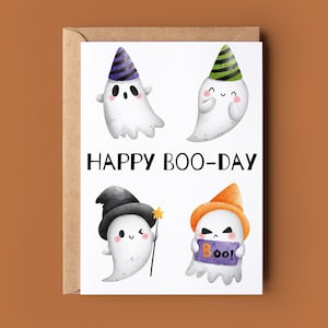 Cartão de feliz aniversário fantasma fofo - Cartão de aniversário de Halloween - Cartão de Halloween com trocadilho engraçado - Cartão de aniversário assustador - Cartão de aniversário de véspera de Hallows