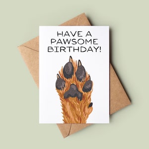 Hond Happy Birthday Card - grappige hond woordspeling verjaardagskaart - schattige hond wenskaart - aangepaste aquarel verjaardagskaart - hond minnaar kaart