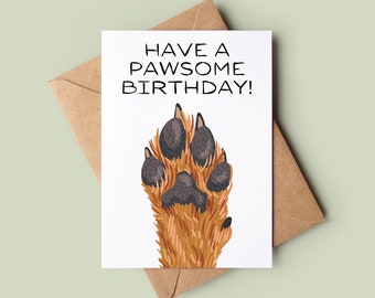 Tarjeta de feliz cumpleaños para perros - Tarjeta de cumpleaños divertida para perros - Tarjeta de saludos para perros lindos - Tarjeta de cumpleaños de acuarela personalizada - Tarjeta para amantes de los perros