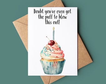 Carte de joyeux anniversaire Cupcake - carte d'anniversaire drôle - carte de voeux personnalisée - carte d'anniversaire carte de gâteau drôle - carte d'anniversaire impoli
