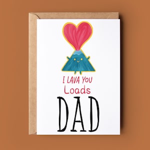 Funny I Lava You Loads fête des pères carte de jeu de mots - carte de voeux pour papa - cadeau fête des pères - beau papa - carte pleine d'esprit - jolie carte pour papa