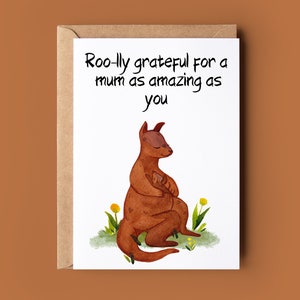 Biglietto felice per la festa della mamma - Biglietto divertente per la festa della mamma - Biglietto per la mamma - Biglietto di canguro carino - Biglietto d'auguri fatto a mano - Biglietto per l'amante del canguro