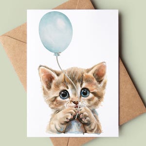 Carte d'anniversaire chat mignon joyeux anniversaire - carte d'anniversaire chat aquarelle - carte de voeux chat - carte d'anniversaire personnalisée - carte d'anniversaire pour amoureux des chats