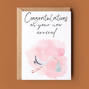 Gefeliciteerd met nieuwe Baby Girl Card - Wenskaart voor nieuwe aankomst - Congrats Card voor nieuwe baby - Handgemaakte wenskaart voor babymeisje