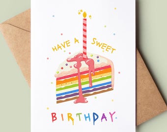 Cute Happy Birthday Card - Funny Pun Birthday Card - Joke Greetings Card - Children's Bday Card - Sweets Birthday Card - Sweet Lover Card