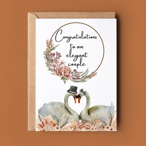 Cygne mignon félicitations pour votre mariage - carte de voeux cygne - carte de mariage personnalisée - carte de félicitations pour amoureux des animaux