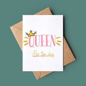 Cartão de aniversário da rainha para o dia - Cartão de aniversário personalizado para ela - Cartão de cumprimentos engraçado - Cartão de aniversário para a mãe - Cartão de aniversário divertido