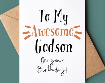 Awesome Godson Birthday Card - Greetings Card For Godson - Godson Happy Birthday Card - Card For Godson