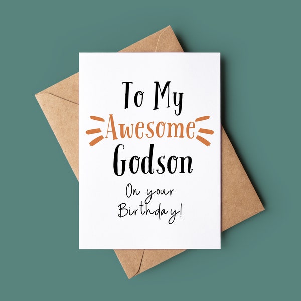 Awesome Godson Birthday Card - Greetings Card For Godson - Godson Happy Birthday Card - Card For Godson