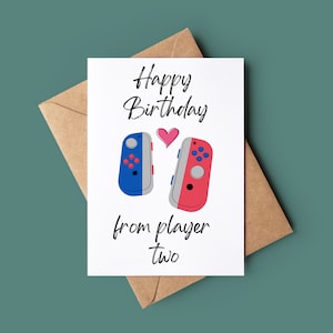 Tarjeta de feliz cumpleaños de jugador - Feliz cumpleaños del jugador dos - Tarjeta de juego personalizada de feliz cumpleaños - Tarjeta para él - Tarjeta para ella