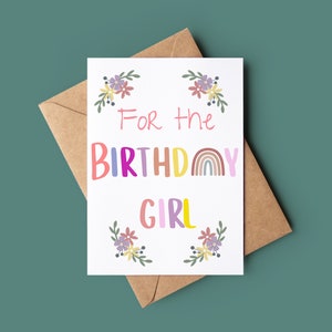 Happy Birthday Card - Cute Floral Birthday Card - Floral Greetings Card - Customised Birthday Card - Pretty Rainbow Birthday Girl Card