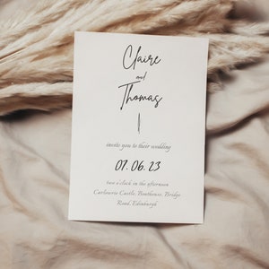 Wedding Invitation Simple Wedding Invitation Modern Wedding Invitation Elegant Invite Rustic Wedding invite Stationery, Claire & Thomas set