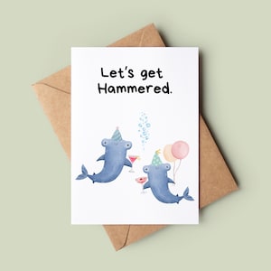 Alles Gute zum Geburtstag Hai Karte - Lustige Geburtstags Hammerhai Karte - Wortspiel Grußkarte - Individuelle Geburtstagskarte - Süße Geburtstagskarte Hai-Liebhaber
