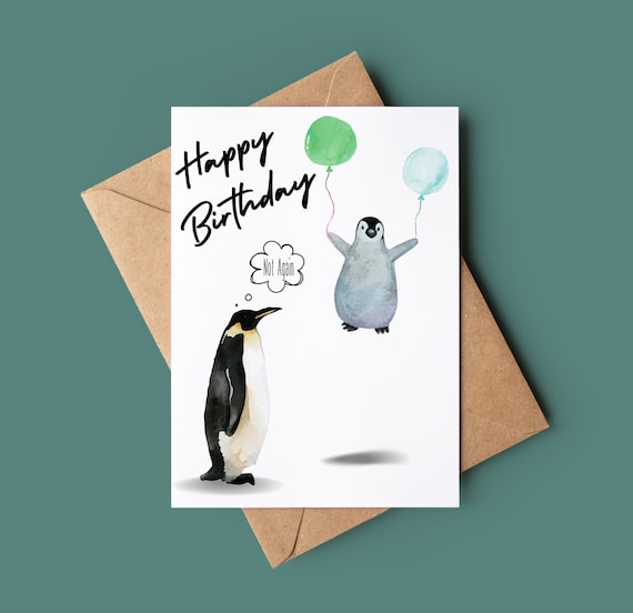 Alles Gute zum Geburtstag Pinguin Fliegen mit Luftballons Karte Niedliche  Pinguin Geburtstagskarte Lustige Pinguin Ballon Grußkarte Happy Bday Karte  - .de