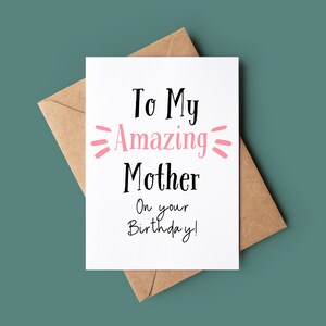 Carte de joyeux anniversaire pour maman - Carte d’anniversaire personnalisée pour maman - Carte de vœux pour maman - Carte d’anniversaire pour mère - Carte pour mère incroyable