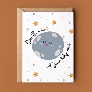 Over The Moon At Your Baby News Card - Carte de vœux de félicitations pour nouveau bébé - Carte de vœux faite à la main garçon ou fille