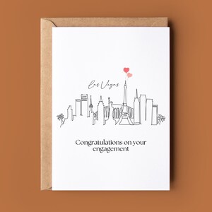 Carte de Las Vegas de fiançailles heureuse - carte de fiançailles - carte de félicitations - carte personnalisée - carte de fiançailles personnalisée - carte d'horizon de la ville