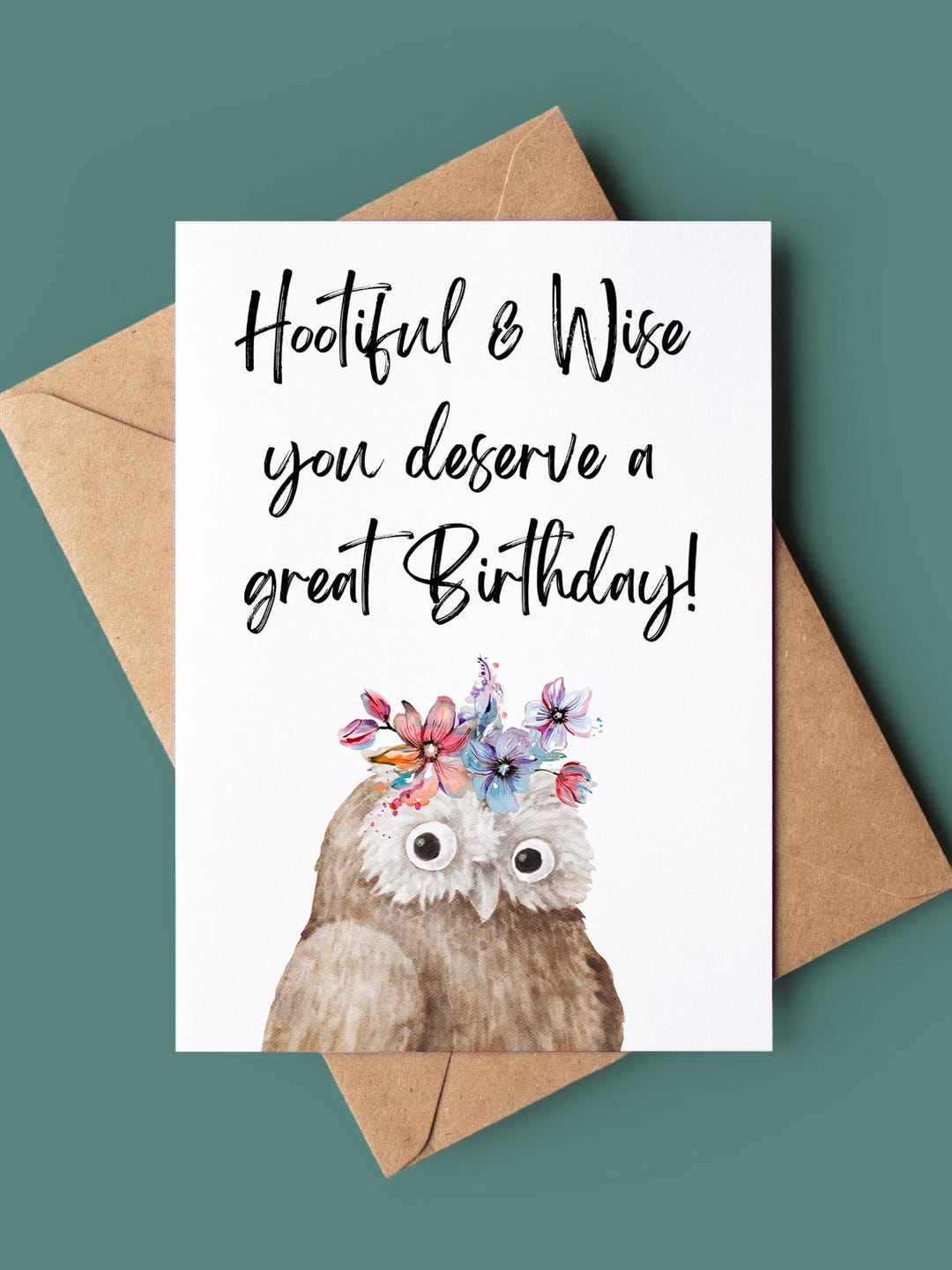 Owl Happy Birthday Card - Funny Hootiful Birthday Card - Owl Pun ...